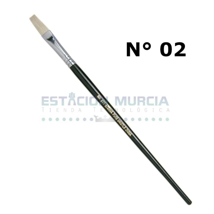Pincel Cerda Plano N°02 | Trazos Anchos | Pintura | Cerdas Naturales