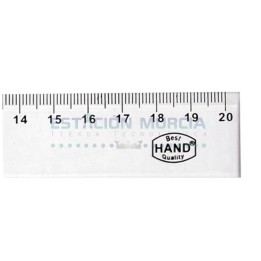 Regla Plástica 20cm Transparente | Hand | Medición Precisa |Resistente