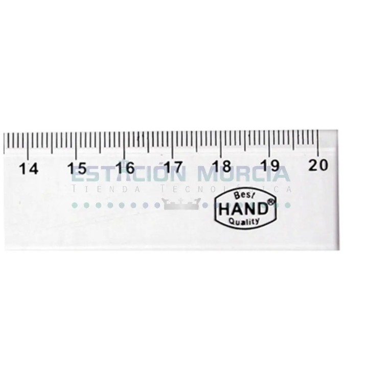Regla Plástica 20cm Transparente | Hand | Medición Precisa |Resistente