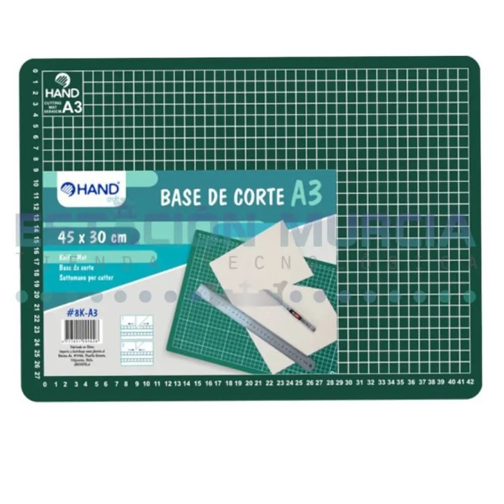 Mat de corte A3 Verde 3mm | Superficie blanda | Cuadricula en cm
