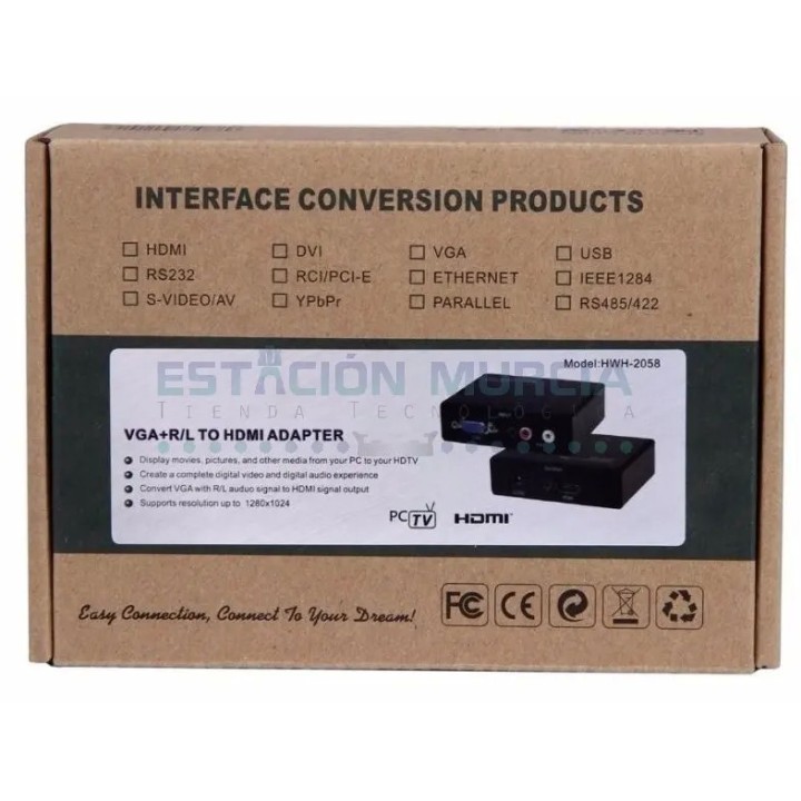 VGA a HDMI Adaptador Conversor | Imagen Digital de Alta Calidad