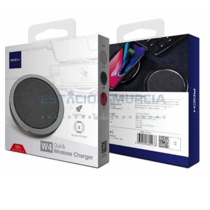 Cargador Inalámbrico Rápido Original Rock W4 Silver | Carga Qi