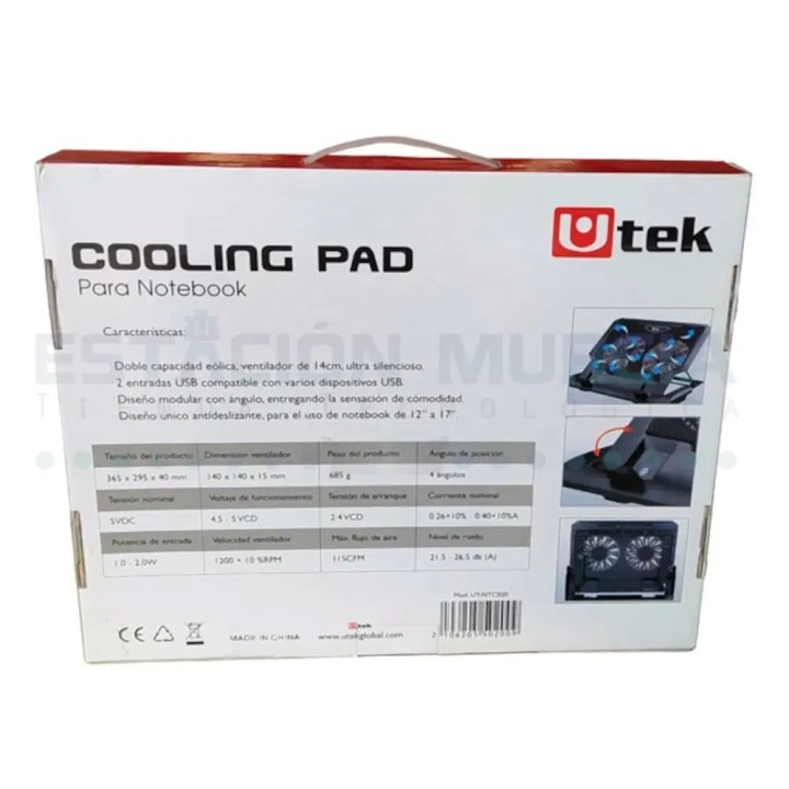 Cooler para Notebook 12"-17" | Doble Ventilador 14cm | Silencioso