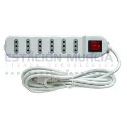 Alargador Eléctrico Zapatilla Blanco Con Switch 6 Posiciones 3 Metros
