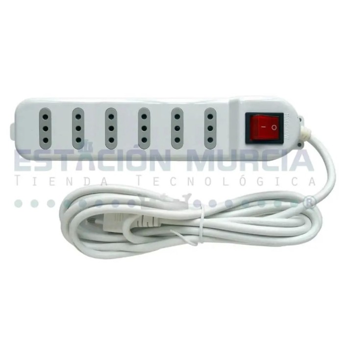 Alargador Eléctrico Zapatilla Blanco Con Switch 6 Posiciones 3 Metros
