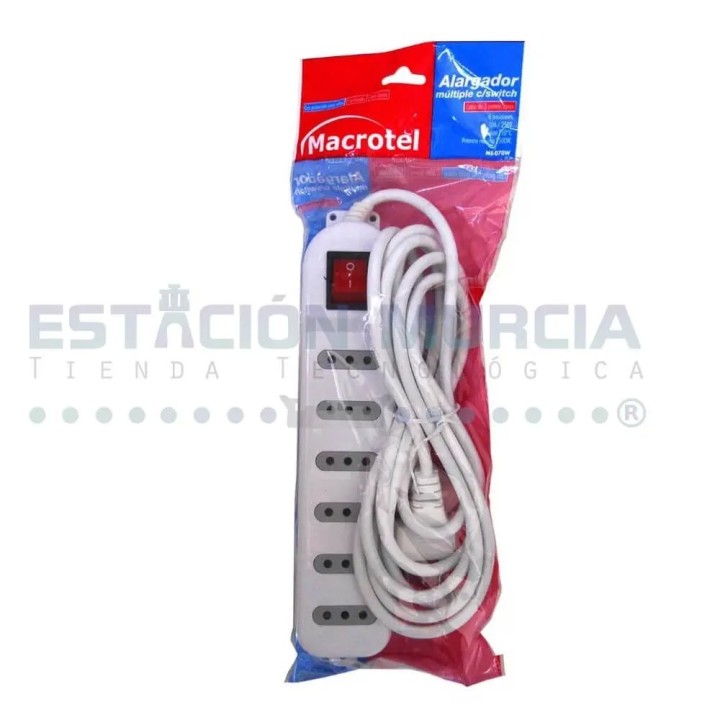 Alargador Eléctrico Zapatilla Blanco Con Switch 6 Posiciones 3 Metros