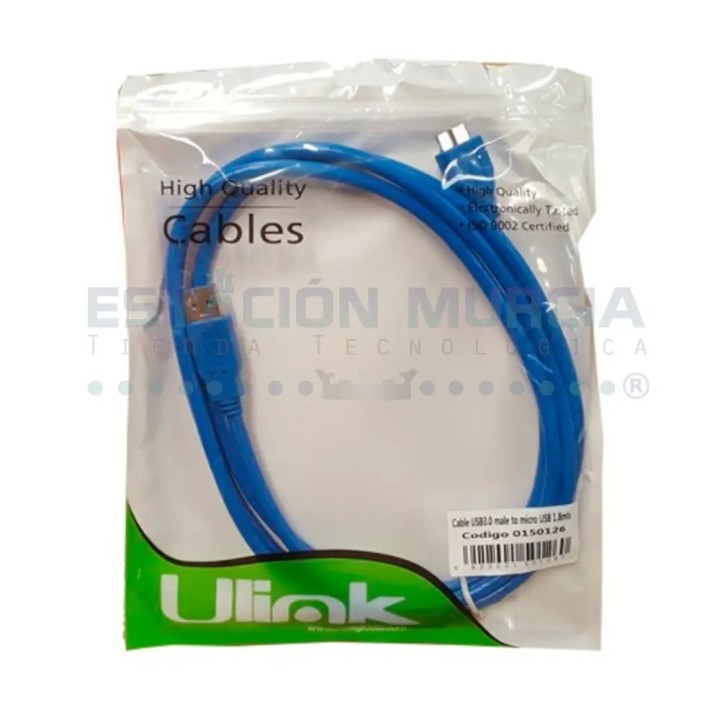 Cable USB 3.0 Macho a Micro USB 3.0 Azul 1.8m | Alta Velocidad