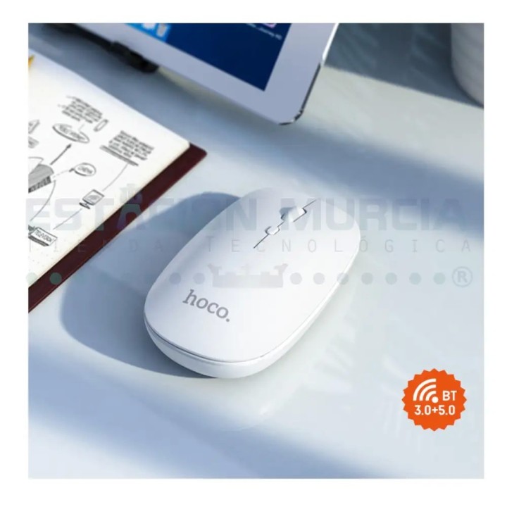 Mouse Inalámbrico Blanco Bluetooth y 2.4G