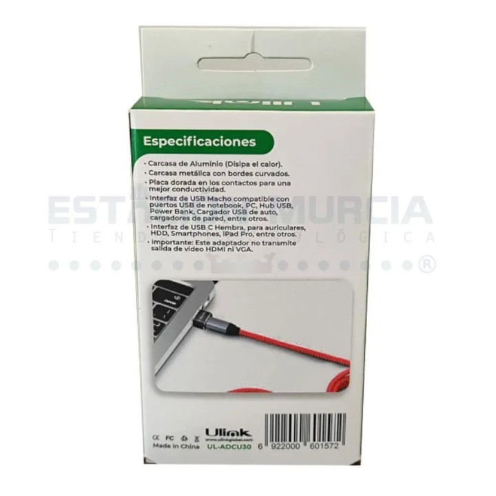 Adaptador USB-C Hembra a USB-A Macho 2.0 Ulink UL-ADCU30